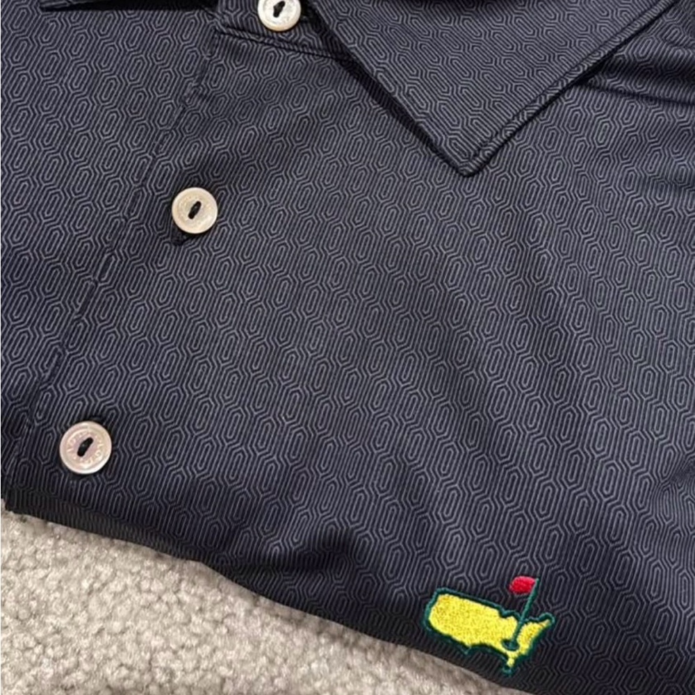 Peter Millar Black Geo-Print Polo Shirt